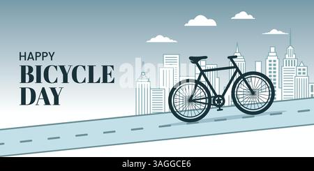 Urban Bicycle Day: City Ride & Classic Bike Illustration Stock Vector