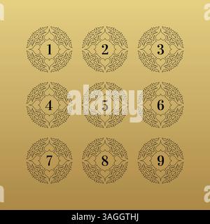Numbers set. Frames in Linear Style. Design for Invitations, Posters. Stock Vector