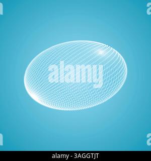 The Ellipsoid Consisting of Points. Connection Structure. Wireframe Ellipsoid Illustration. 3D Grid Design. A Glowing Grid. 3D Technology Style. Geome Stock Vector