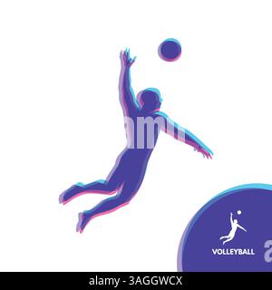 Volleyball athlete in action. Sport Symbol. Design Element. Vector Illustration. Stock Vector