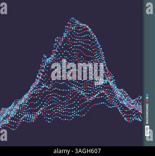 Array with dynamic particles. Vector sound wave. 3d technology style. Abstract background. Vector illustration. Stock Vector