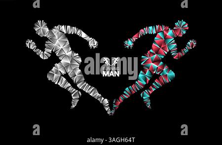 3d running man. Design for sport, business, science and technology. Vector illustration. Human body. Stock Vector