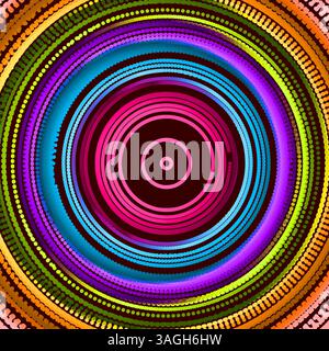 Array with dynamic particles of small particles in circle. Modern science and technology element. Radial structure. Abstract dotted background. Vector Stock Vector
