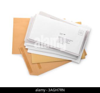Stack of letters on white background Stock Photo