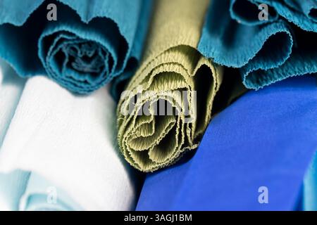paper for creativity and handicrafts, colored crumpled corrugated paper for handmade Stock Photo