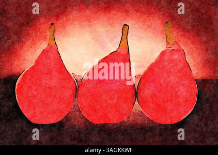 Three Red Pears. Stock Photo