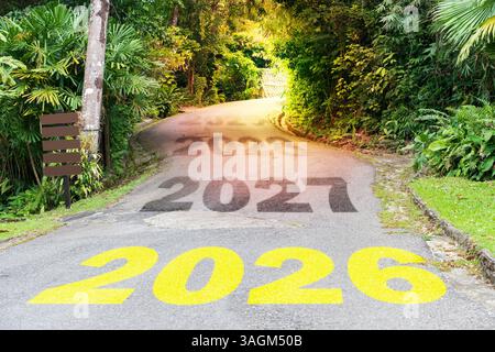 Highway road to 2026. Empty road with written 2026 and arrow pointing ...