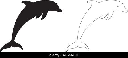 Dolphin Silhouette Vector Illustration Isolated on white background Stock Vector