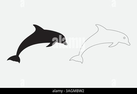 Dolphin Silhouette Vector Illustration Isolated on white background Stock Vector