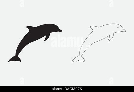 Dolphin Silhouette Vector Illustration Isolated on white background Stock Vector
