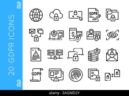 GDPR data protection icons set Stock Vector