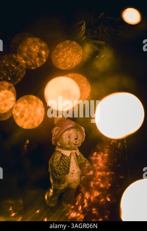 Christmas decoration Paddington on a Christmas tree Stock Photo