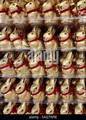 Lindt gold easter bunnies on display in a supermarket Stock Photo