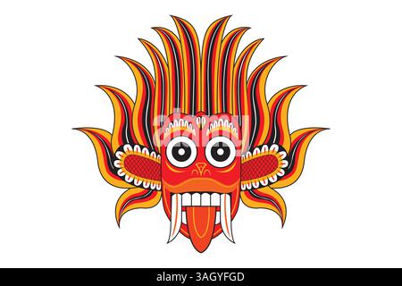Sri Lankan Dancing Devil mask isolated on white background vector drawing Stock Vector