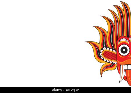 digital art drawing of dancing devil mask srilanka half on white background Stock Vector