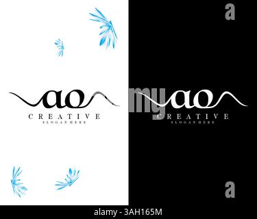 creative handwriting letter ao, oa logo design vector Stock Vector