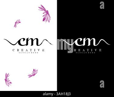 Creative white letter MC m c logo with leading lines and road concept ...