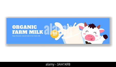 Fresh Milk Background Illustration for World Milk Day Social Media Twitter Ad Content Stock Vector