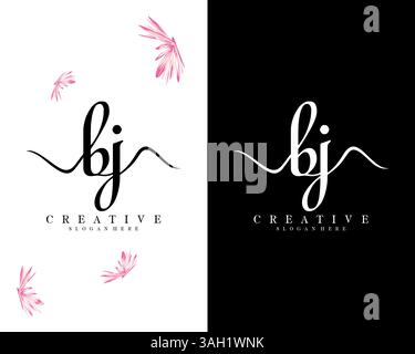 creative handwriting bj, jb letter logo design vector Stock Vector