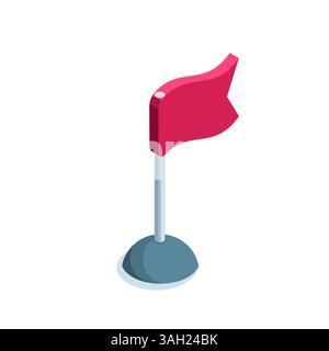 isometric flag icon in color on white background, business success or goal achievement Stock Vector