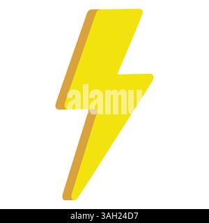 Dynamic Yellow Lightning Bolt Icon, with 3D Effect Stock Vector