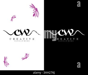 creative letter CW, WC logo design vector Stock Vector