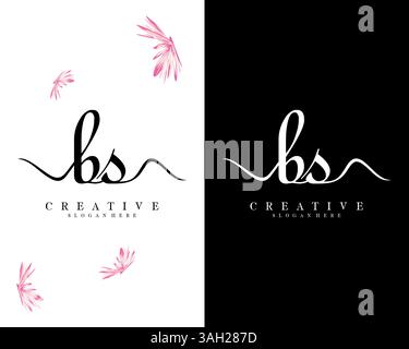 creative handwriting bs, sb letter logo design vector Stock Vector