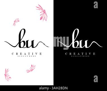 creative handwriting bu, ub letter logo design vector Stock Vector