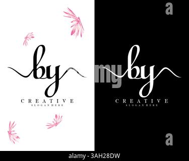 creative handwriting by, yb letter logo design vector Stock Vector