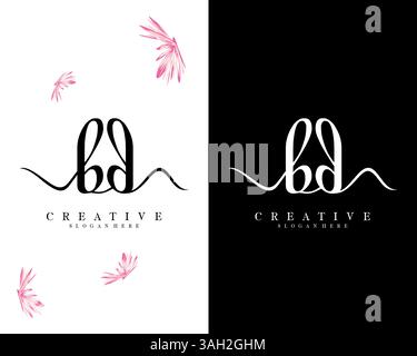 creative handwriting bd, db letter logo design vector Stock Vector
