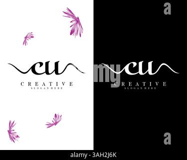 Creative black letter UC u c logo with leading lines and road concept ...