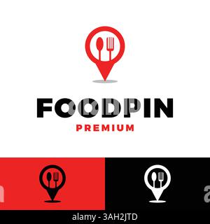 restaurant map pin icon vector logo template illustration design Stock Vector
