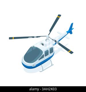 isometric helicopter, in color on a white background, small civil aviation or business transport Stock Vector