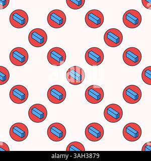 Blue Container in Red Circle vector concept colored seamless pattern Stock Vector