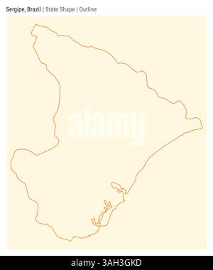 Sergipe, Brazil. Simple vector map. State shape. Outline style. Border of Sergipe. Vector illustration. Stock Vector