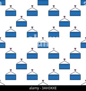 Blue Shipping Container vector colored seamless pattern - logistics concept background Stock Vector