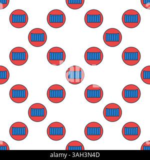 Blue Shipping Container vector round seamless pattern - colored background Stock Vector