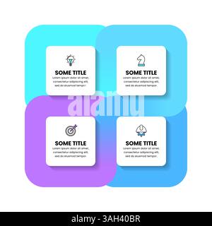Infographic template with icons and 4 options or steps. Squares. Can be used for workflow layout, diagram, banner, webdesign. Vector illustration Stock Vector