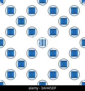 Blue Circle with Shipping Container vector seamless pattern or cargo concept background Stock Vector