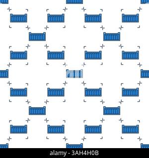 Blue Shipping Container vector colored seamless pattern Stock Vector