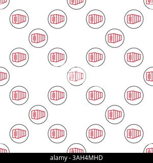 Shipping Container vector round seamless pattern in modern outline style Stock Vector