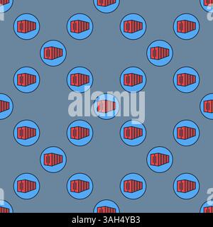 Red Shipping Container vector round colored seamless pattern Stock Vector