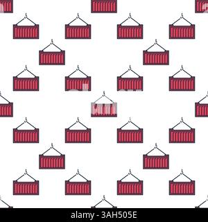 Red Shipping Container vector concept colored seamless pattern Stock Vector