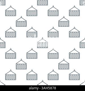 Vector Shipping Container outline seamless pattern Stock Vector