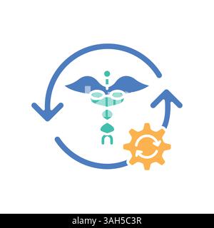 Restoring healthcare systems color flat icon for digital and print projects.  Minimal clean icons for apps and websites. Modern simple icons for UI UX Stock Vector