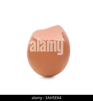 Piece of cracked eggshell isolated on white Stock Photo