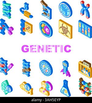 genetic engineering crispr genome icons set vector Stock Vector Image ...