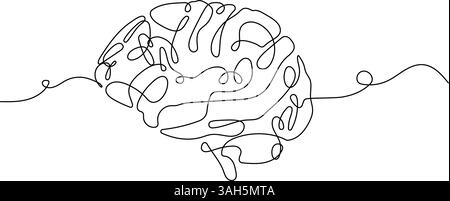 Brain Line Drawing in Minimalist Style Stock Vector