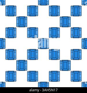 Vector colored seamless pattern of Opened Blue Shipping Container Stock Vector