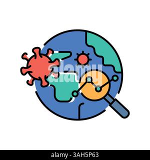 Epidemiological surveillance color line icon for digital and print projects.  Minimal clean icons for apps and websites. Modern simple icons for UI UX Stock Vector